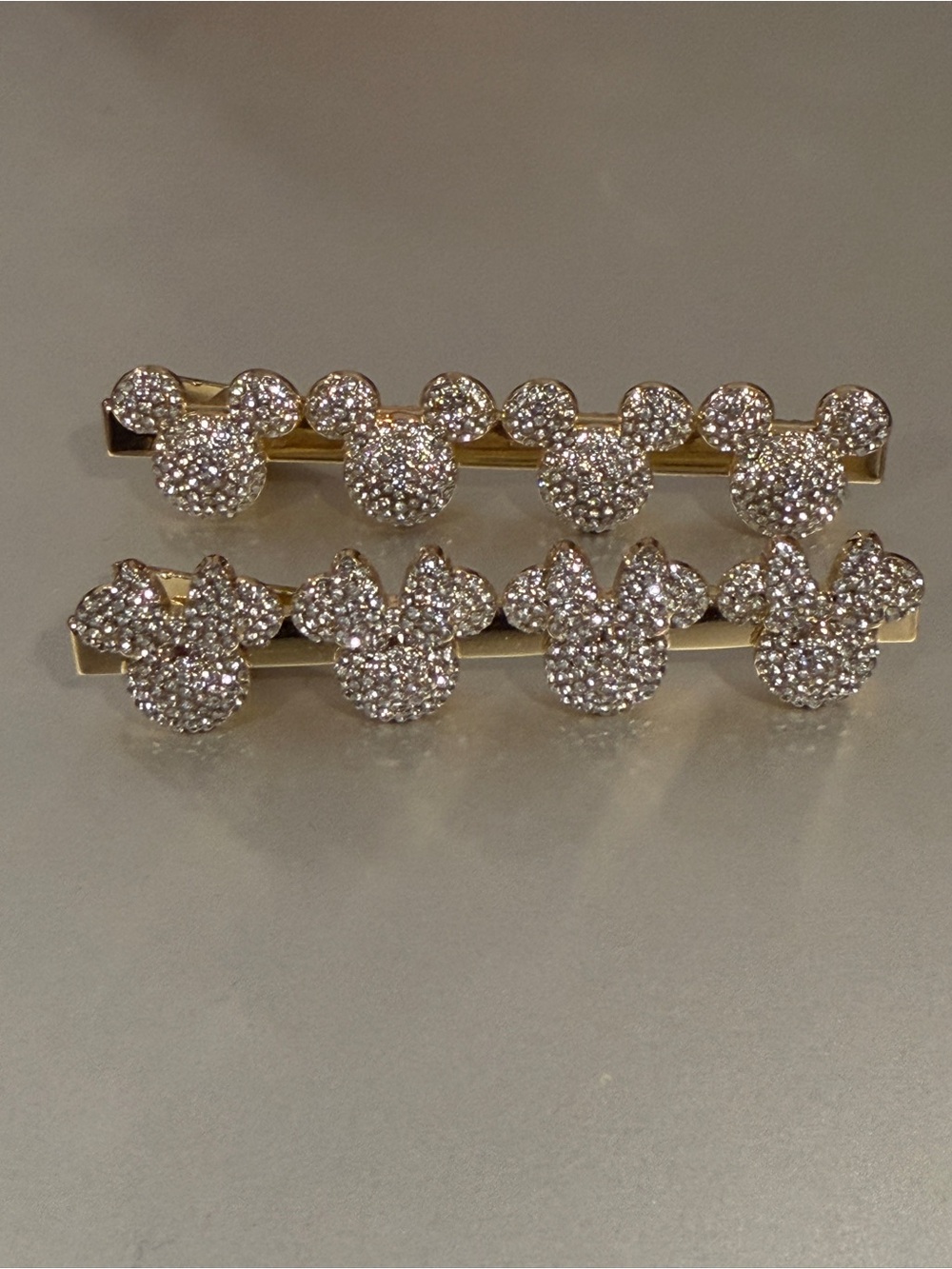 BaubleBar Gold Crystal Mickey-Ear Hair Barrette Pair